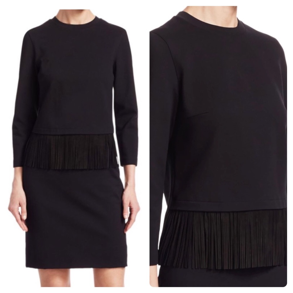 NWOT Akris Punto • Suede Fringe Hem Jersey Top